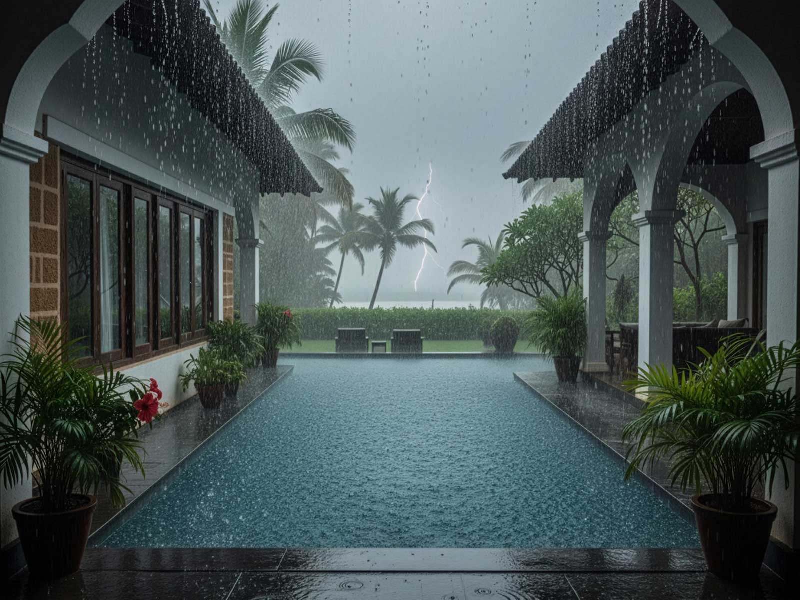 Goa home in Rains